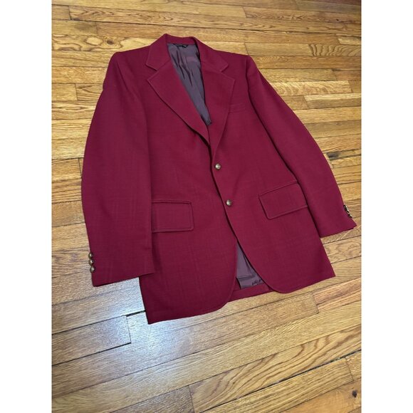 VTG Anderson Little Mens Blazer Jacket Sz 38R Red Polyester 2 Button Sport Coat - Picture 3 of 10